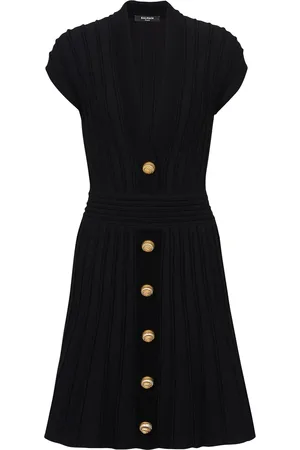 Balmain Rib-Knit Mini Dress