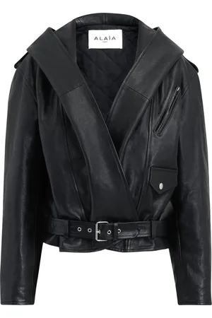 Alaïa Leather Hooded Biker Jacket