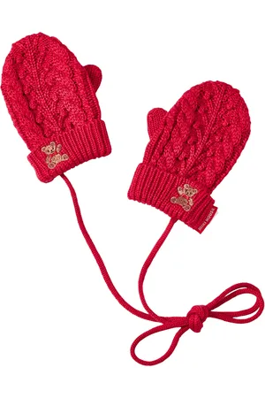 Miki House Embroidered Cable-Knit Mittens