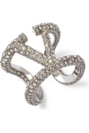 VALENTINO GARAVANI Crystal-Embellished VLogo Ring