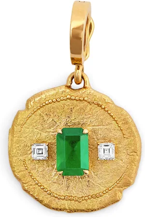 Azlee Small Yellow , Diamond and Emerald Trio Coin Charm