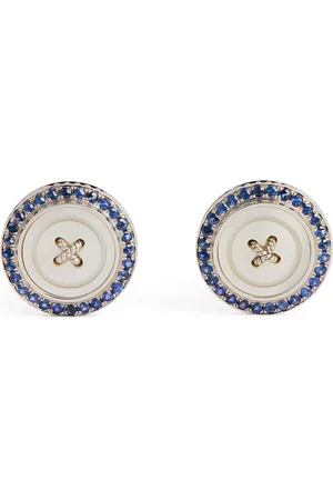Tateossian Stainless Steel and Sapphire Button Cufflinks