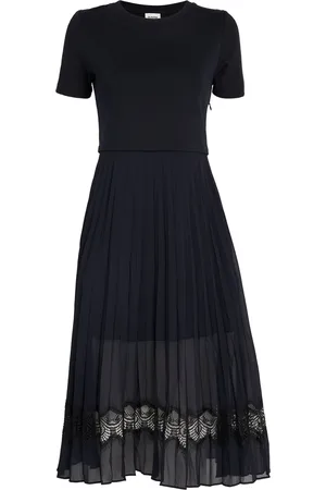Claudie Pierlot Lace-Trim Pleated Midi Dress