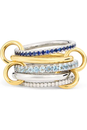 SPINELLI KILCOLLIN Mixed Gold, Diamond, Sapphire and Aquamarine Pave Ring