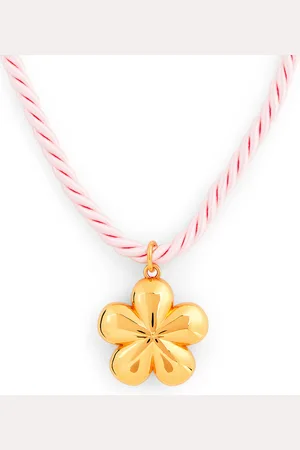 Timeless Pearly Satin Cord Flower-Charm Necklace