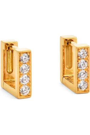Azlee Yellow and Diamond Mosaic Hoop Earrings