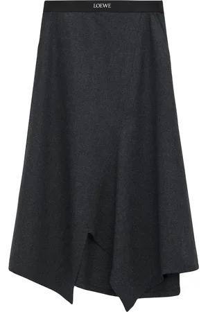 Loewe Wool-Blend Asymmetric Midi Skirt