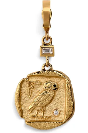 Azlee Small Yellow and Diamond Owl of Athena Coin Charm