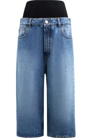 Alaïa Denim Knitted-Band Bermuda Shorts