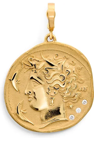 Azlee Large Yellow and Diamond Goddess Coin Charm