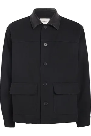 Frame Wool-Blend Leather-Collar Jacket