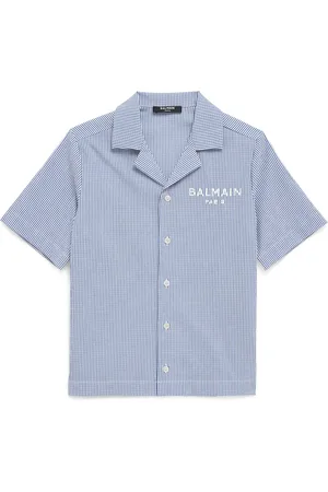 Balmain Cotton-Blend Short-Sleeve Logo Shirt