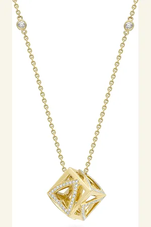Boodles Yellow and Diamond Be You Cube Pendant Necklace
