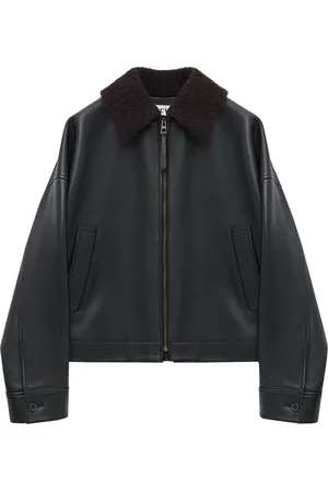 Loewe Leather Shearling-Collared Jacket
