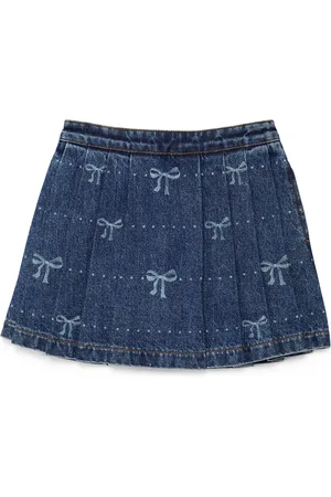 Self-Portrait Bow Print Denim Skirt