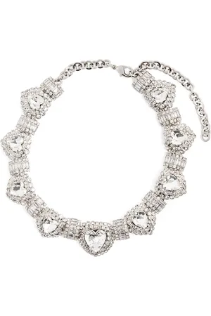 Alessandra Rich Crystal-Embellished Heart Necklace