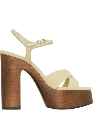 Saint Laurent Canvas Bianca Platform Sandals 125