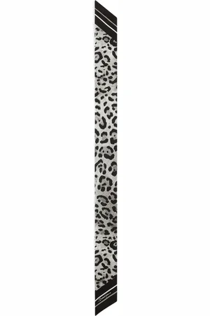Dolce & Gabbana Silk Leopard Print Skinny Scarf