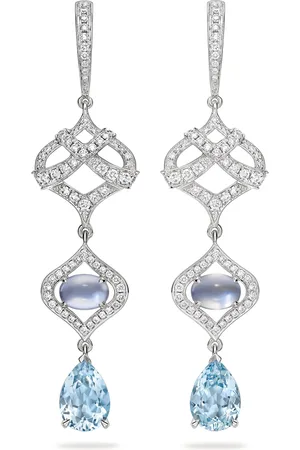 Boodles White , Diamond and Aquamarine Woodland Drop Earrings