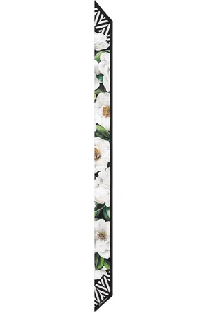 Dolce & Gabbana Silk Gardenia Print Skinny Scarf