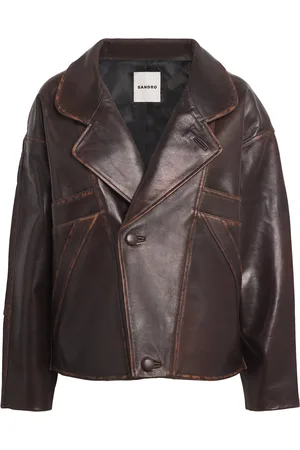 Sandro Double-Breasted Leather Jacket