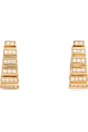 Azlee Small Yellow and Diamond Escalier Hoop Earrings