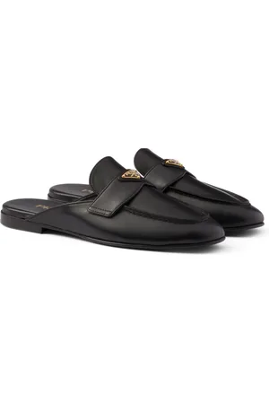 Prada Leather Triangle Slippers