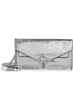 Sandro Leather Metallic Clutch Bag