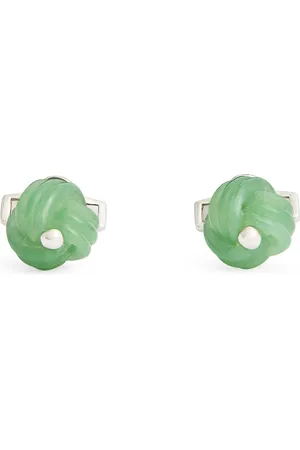 Tateossian Rhodium-Plated Aventurine Knot Cufflinks