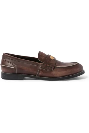 Miu Miu Leather Vintage-Effect Loafers