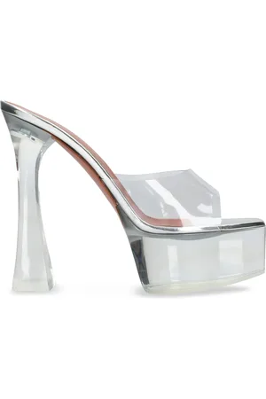Amina Muaddi Glass Dalida Platform Mules 140