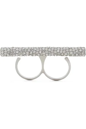 Alexander McQueen Embellished Cross-Bar Double Ring