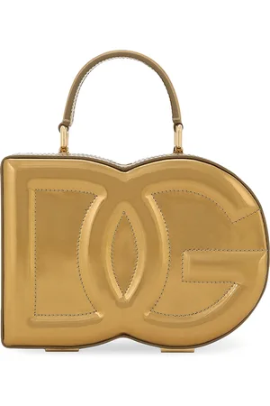 Dolce & Gabbana Metallic Leather Logo Box Top-Handle Bag