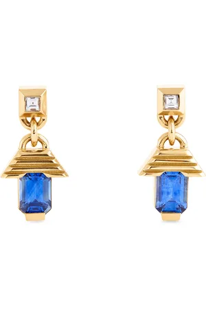 Azlee Small Yellow , Diamond and Sapphire Escalier Drop Earrings