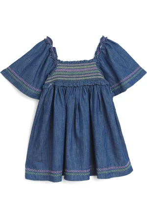 ZIMMERMANN Denim Shirred Tallow Dress