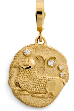 Azlee Small Yellow and Diamond Aries Coin Charm