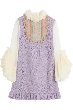 VALENTINO GARAVANI Silk Floral-Lace Mini Dress