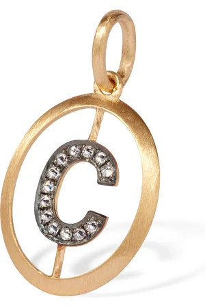 ANNOUSHKA Yellow Gold and Diamond Initial C Pendant