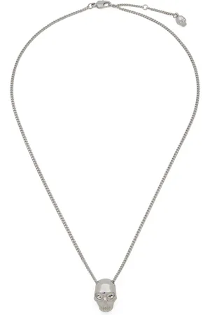 Alexander McQueen Palladium-Plated Skull Necklace