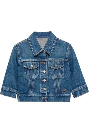 Prada Short-Sleeve Cropped Denim Jacket