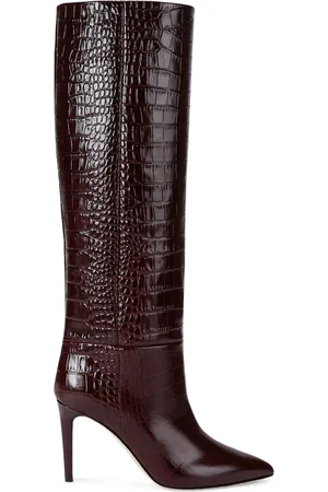PARIS TEXAS Croc-Embossed Leather Knee-High Boots 85