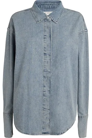 GOOD AMERICAN Denim Embellished Oversized Shirt