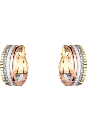 Boucheron Mixed Gold and Diamond Quatre White Hoop Earrings