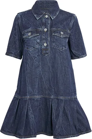 Ganni Denim Crinkled Mini Dress