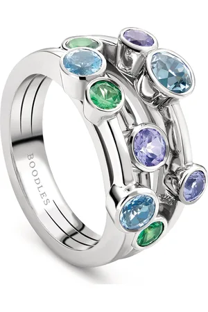 Boodles White , Tsavorite, Tanzanite and Aquamarine Raindance Watercolour Ring