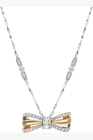 Boodles Platinum and Mixed Gold Ashoka Ribbons Pendant Necklace