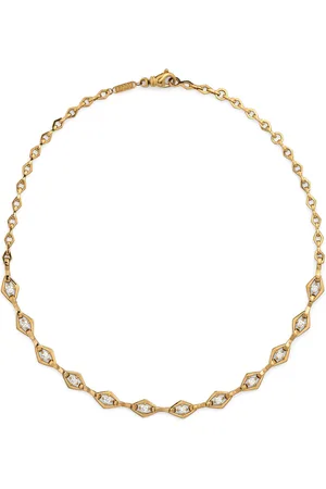 Azlee Yellow and Diamond Lozenge Link Chain Necklace
