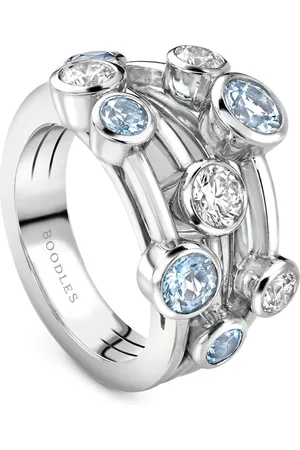 Boodles Platinum, Diamond and Aquamarine Raindance Cluster Ring