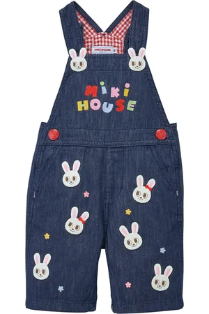Miki House Embroidered Bunny Dungarees