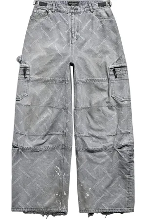 Balenciaga Logo Print Oversized Jeans